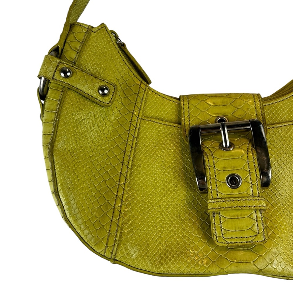 NINE WEST SOHO SUNSHINE YELLOW CROCO PRINT MEDIUM HOBO HANDBAG PURSE - Picture 4 of 9